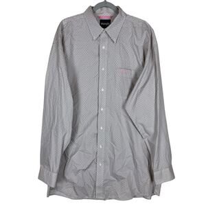 Wrangler‎ Shirt Men's 2XLT Pink Ribbon Geometric Round Hem Button-Down